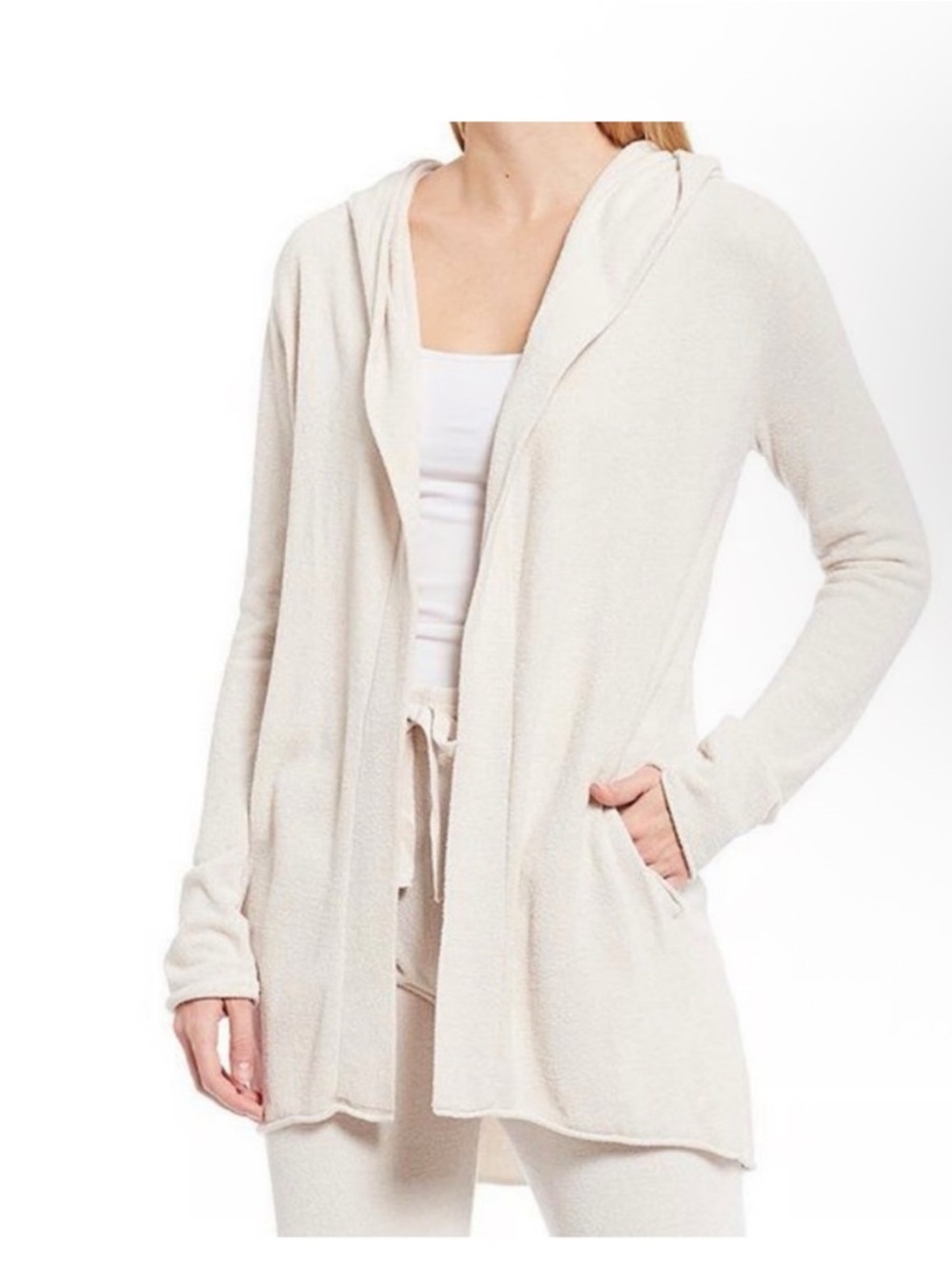 Barefoot Dreams CozyChic Lite Hoodie Cardigan Long Sleeves Pockets Size XL
